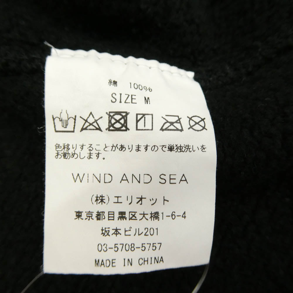 WIND AND SEA ウィンダンシー WDS-CS-107 フロント チェーンステッチ 刺繍 ロゴ プルオーバー パーカー フーディー ブラック系 M【中古】