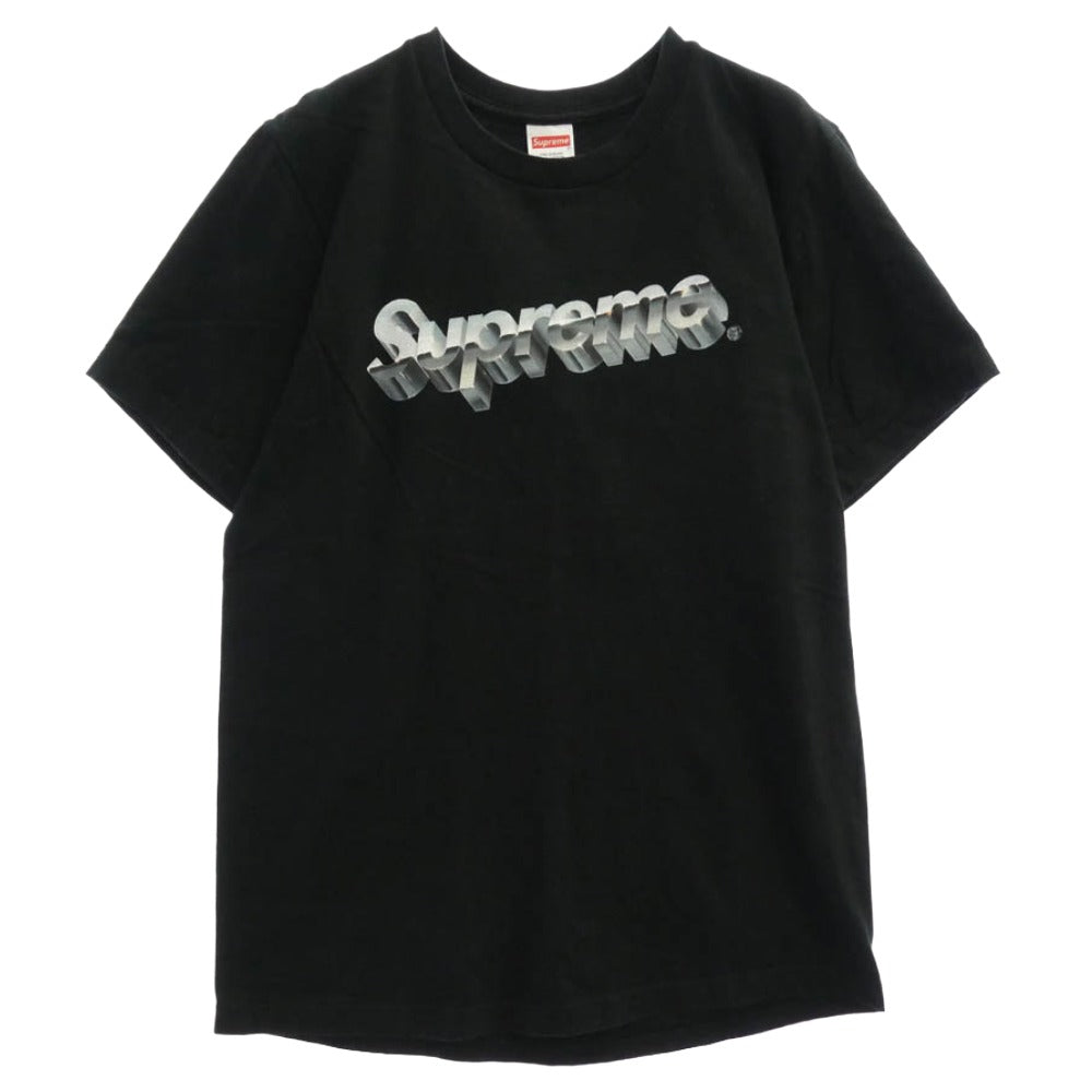 Supreme シュプリーム Chrome Logo Tee クローム ロゴ プリント コットン クルーネック Tシャツ ブラック系 S【中古】