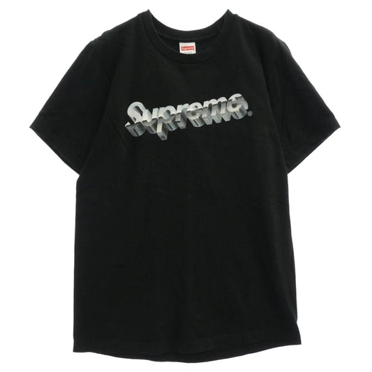 Supreme シュプリーム Chrome Logo Tee クローム ロゴ プリント コットン クルーネック Tシャツ ブラック系 S【中古】