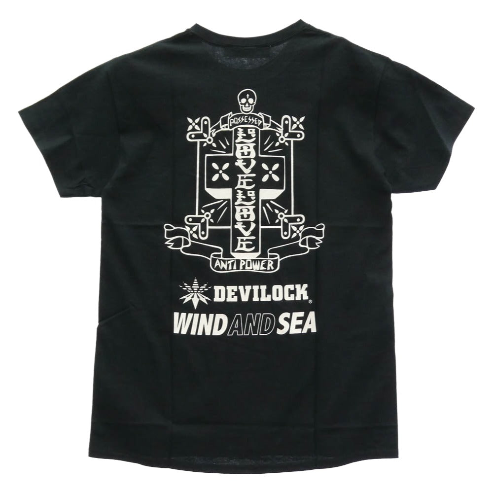 WIND AND SEA ウィンダンシー 20SS DVLK-WDS-06 × Devilock デビロック バッククロス プリント Tシャツ 半袖カットソー ブラック系 M【美品】【中古】