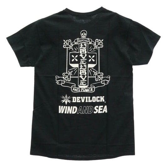 WIND AND SEA ウィンダンシー 20SS DVLK-WDS-06 × Devilock デビロック バッククロス プリント Tシャツ 半袖カットソー ブラック系 M【美品】【中古】