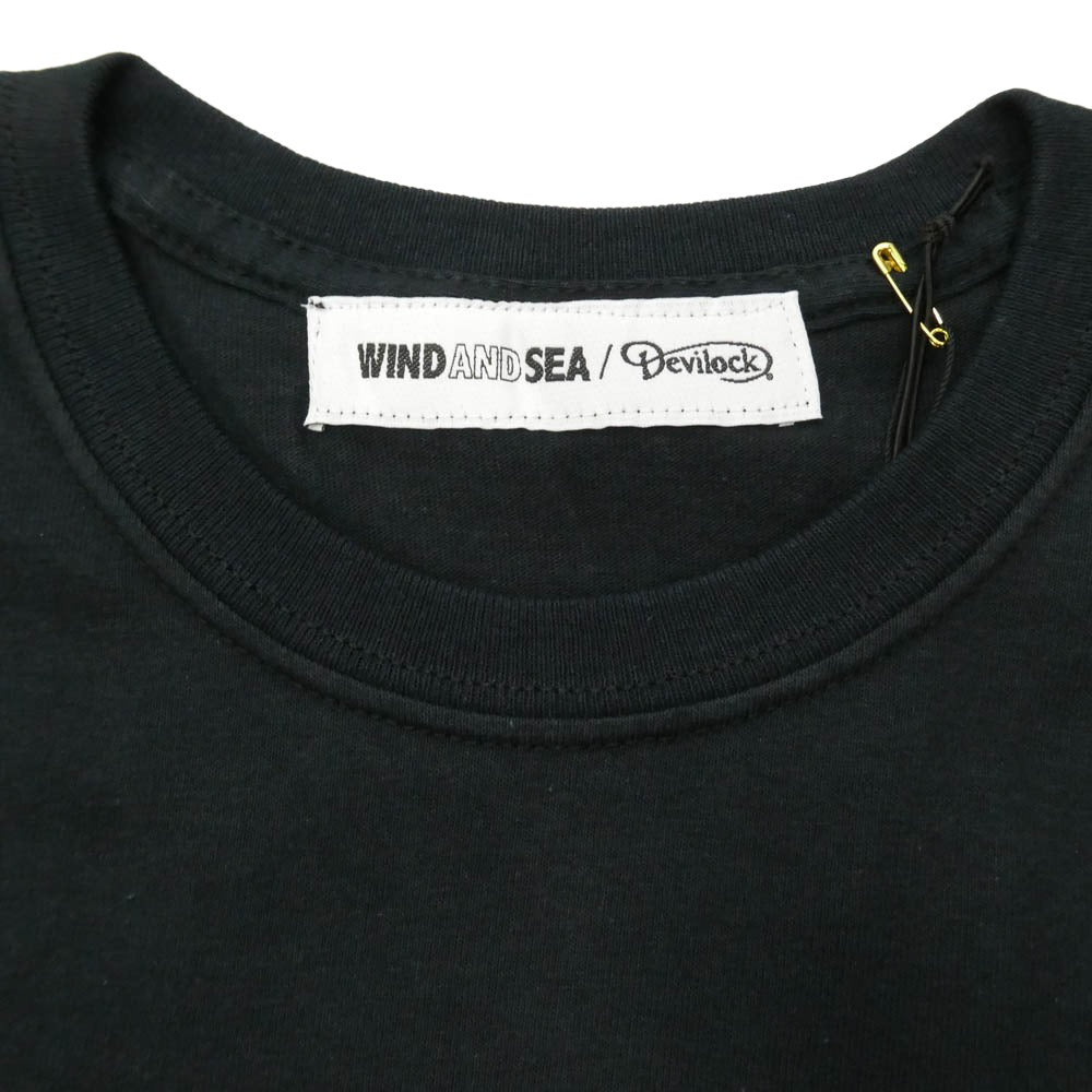 WIND AND SEA ウィンダンシー 20SS DVLK-WDS-06 × Devilock デビロック バッククロス プリント Tシャツ 半袖カットソー ブラック系 M【美品】【中古】