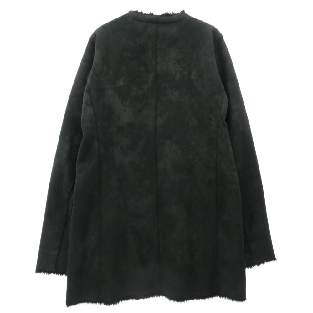 クープルズ フェイクムートン ノーカラー ジップアップ ジャケット ブラック系 M【中古】