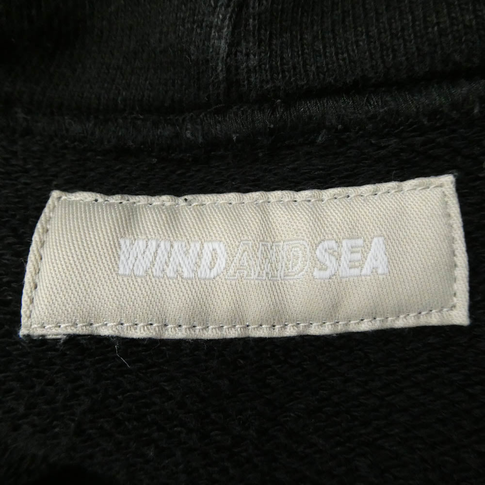 WIND AND SEA ウィンダンシー WDS-CS-331 × BEYOUTH プルオーバー スウェット ロゴ 刺繍 バックプリント パーカー フーディー ブラック系 L【中古】