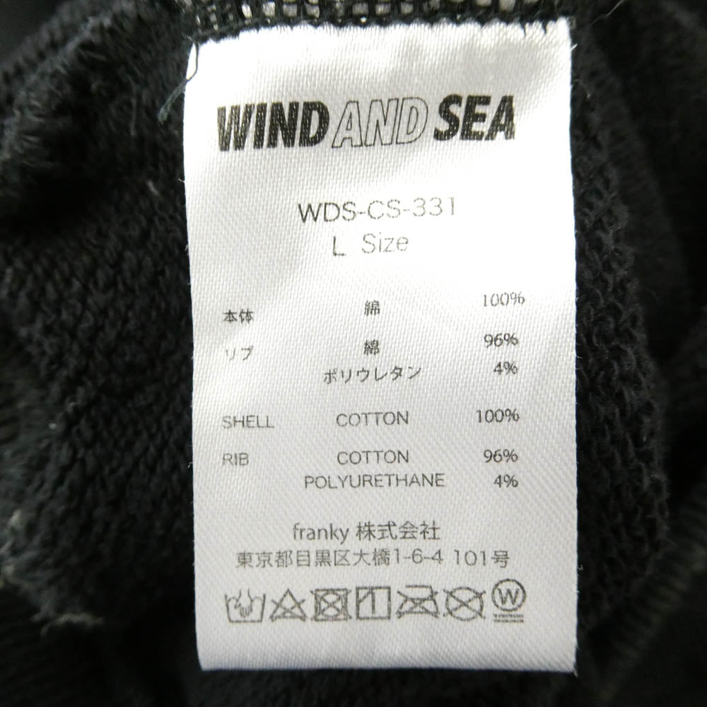 WIND AND SEA ウィンダンシー WDS-CS-331 × BEYOUTH プルオーバー スウェット ロゴ 刺繍 バックプリント パーカー フーディー ブラック系 L【中古】