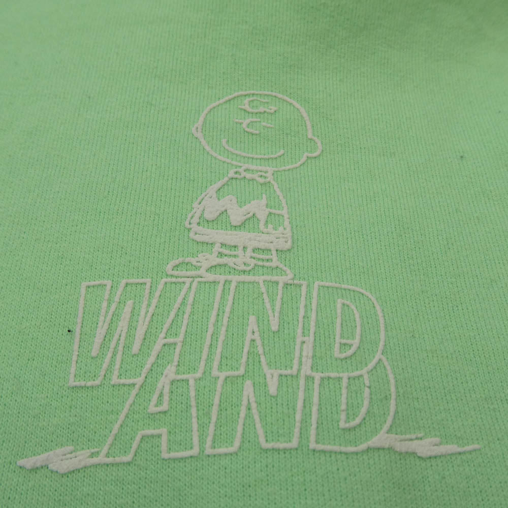 WIND AND SEA ウィンダンシー WDS-PEANUTS-06 PEANUTS プルオーバー パーカー 銀座三越限定 ライナス プリント フーディー ライトグリーン系 L【中古】