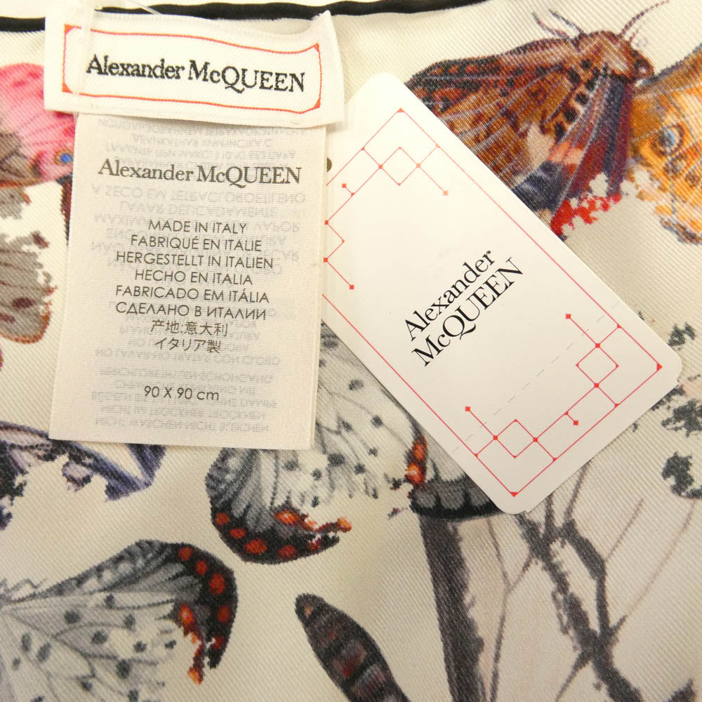Alexander McQueen アレキサンダーマックイーン シルク バタフライ スカーフ オフホワイト系【新古品】【未使用】【中古】