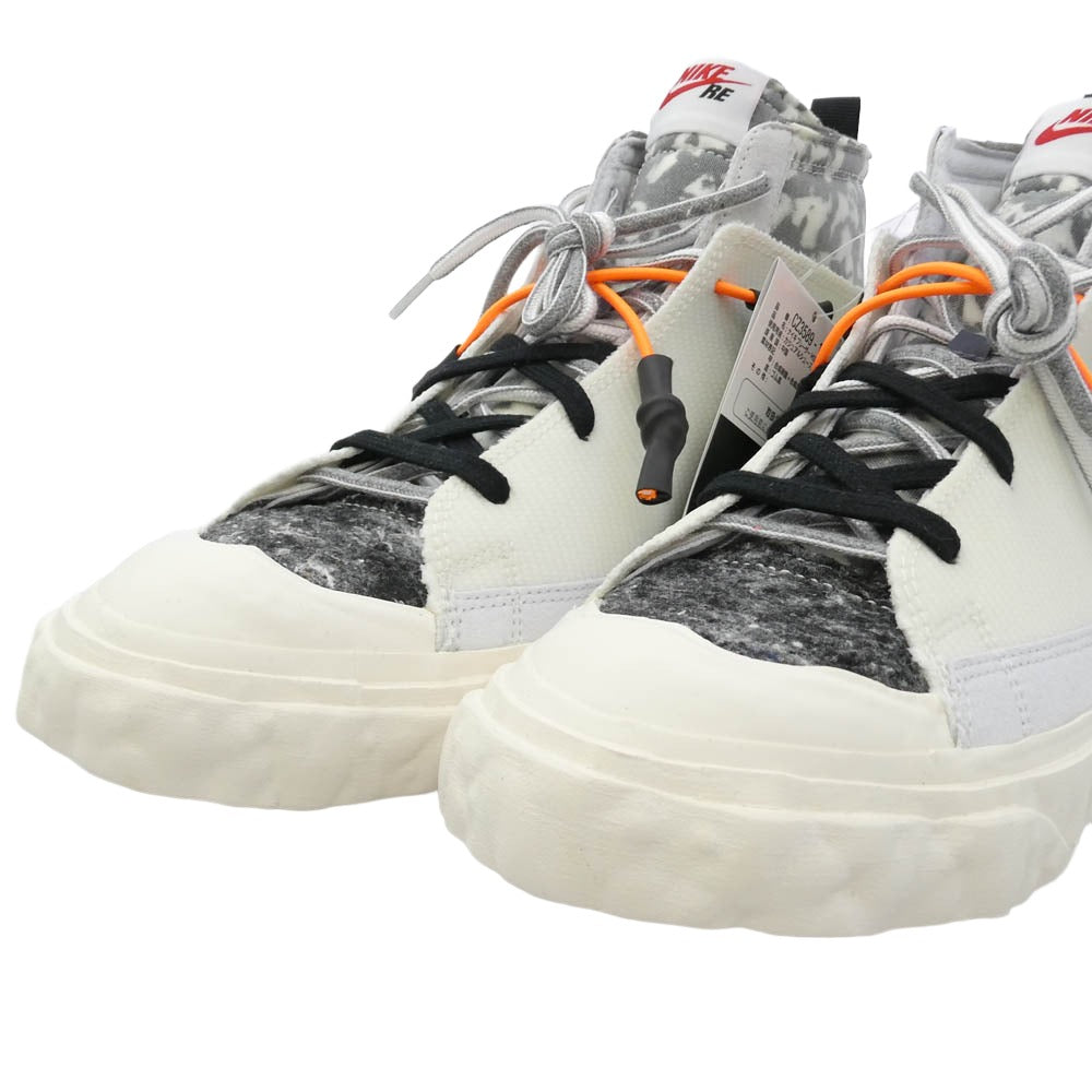 NIKE ナイキ READY MADE レディメイド CZ3589-100 × READYMADE レディメイド BLAZER MID WHITE ブレーザー ミッド ハイカットスニーカー ホワイト系 グレー系 26.5cm【新古品】【未使用】【中古】