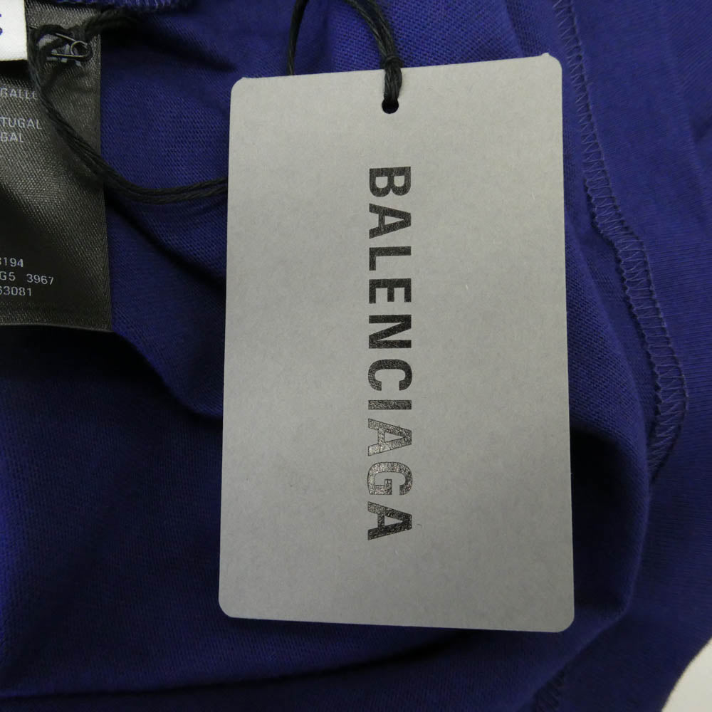 BALENCIAGA バレンシアガ 612966 TIVG5 LOGO MEDIUM FIT T-shirt ロゴプリント ミディアムフィット 半袖 Tシャツ カットソー ブルー系 XS【美品】【中古】