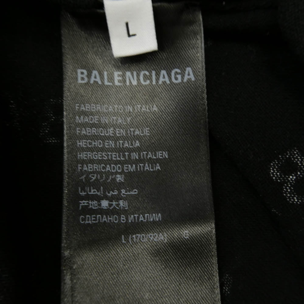 BALENCIAGA バレンシアガ 695449 T3234 Mini Allover Logo Sweater ロゴ総柄 半袖 ニット トップス ブラック系 L【美品】【中古】