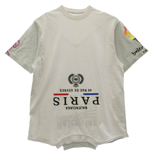 BALENCIAGA バレンシアガ 698811 TMVC9 Upside Down T-Shirt アップサイドダウン 再構築 半袖 Tシャツ カットソー ホワイト系 グレー系 L【中古】