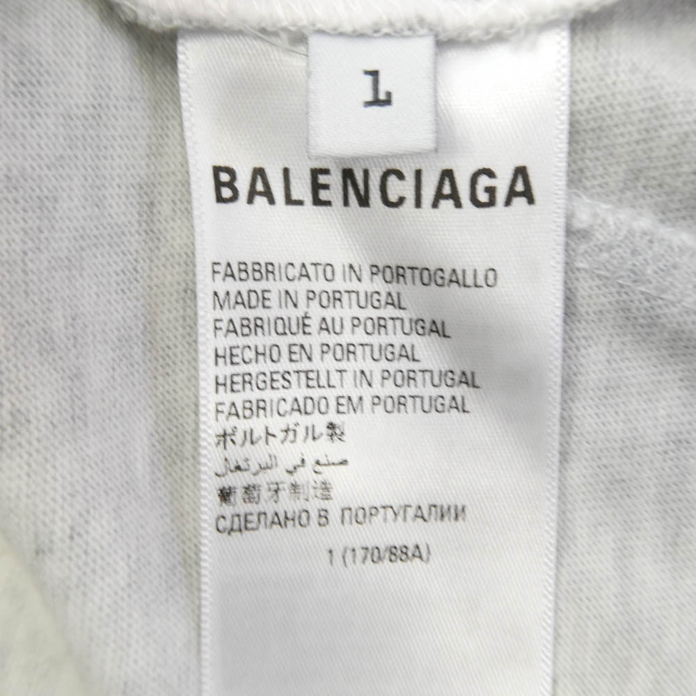 BALENCIAGA バレンシアガ 698811 TMVC9 Upside Down T-Shirt アップサイドダウン 再構築 半袖 Tシャツ カットソー ホワイト系 グレー系 L【中古】