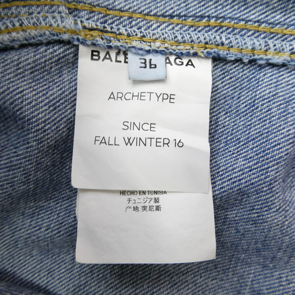 BALENCIAGA バレンシアガ 16AW 446443 TSB06 Swing Denim Jacket 再構築 スウィング デニム ジャケット インディゴブルー系 36【中古】