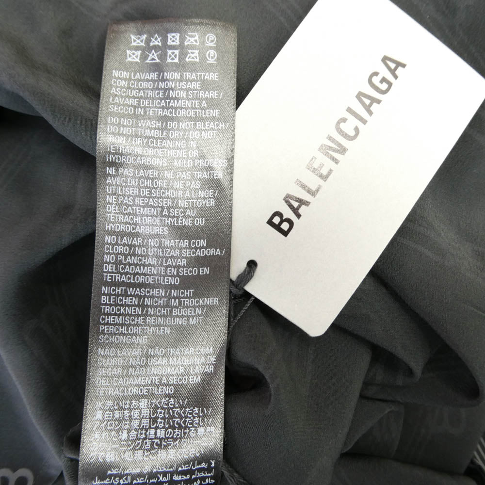 BALENCIAGA バレンシアガ 23SS 681631 TML35 Monogram Logo Printed Pajama Shirt モノグラム ロゴ シルク パジャマ シャツ ブラック系 34【美品】【中古】