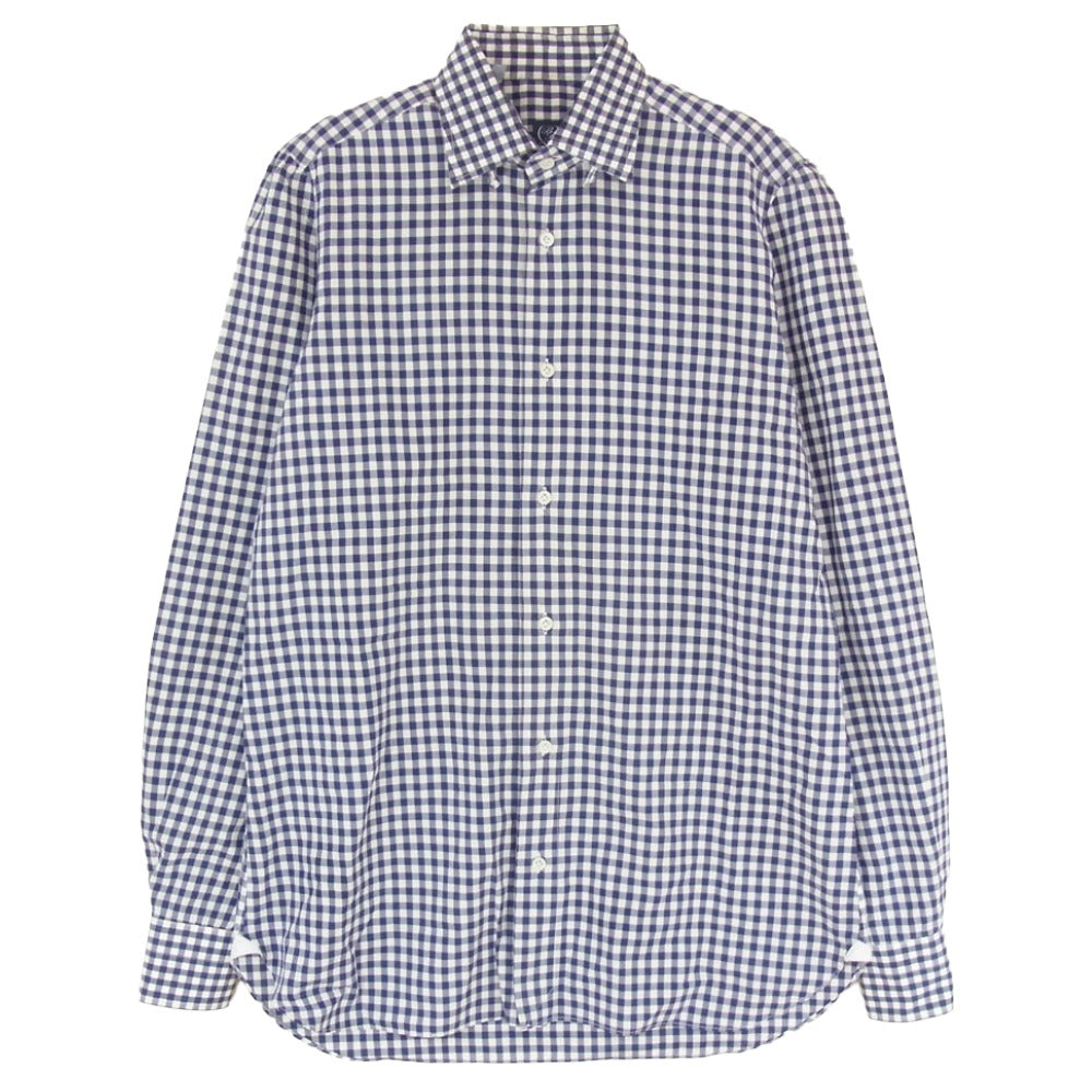 BEAMS ビームス ビームスF ギンガムチェック シャツ ネイビー系 15 1/2【中古】