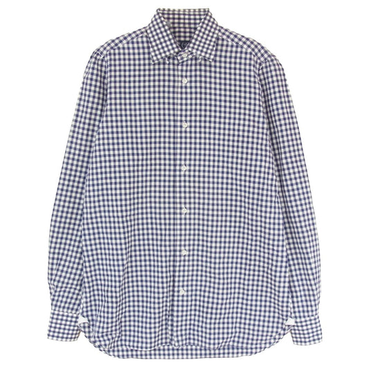 BEAMS ビームス ビームスF ギンガムチェック シャツ ネイビー系 15 1/2【中古】
