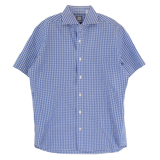 BEAMS ビームス ビームスF ギンガムチェック 半袖 シャツ ブルー系 L【中古】