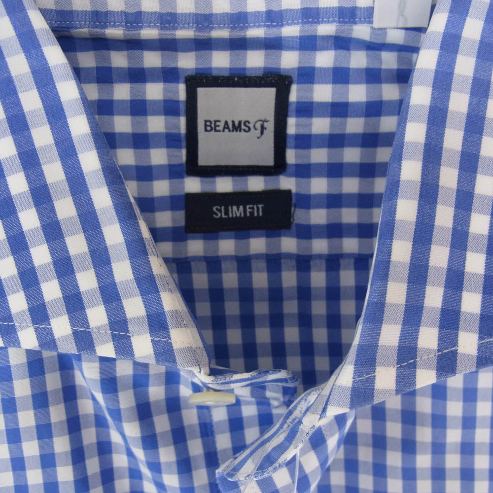 BEAMS ビームス ビームスF ギンガムチェック 半袖 シャツ ブルー系 L【中古】