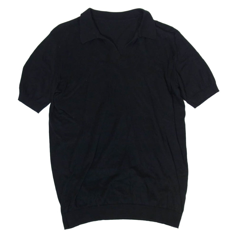 JOHN SMEDLEY ジョンスメドレー 英国製 シーアイランドコットン スキッパー 半袖 ニット ポロシャツ ブラック系 表記無し【中古】