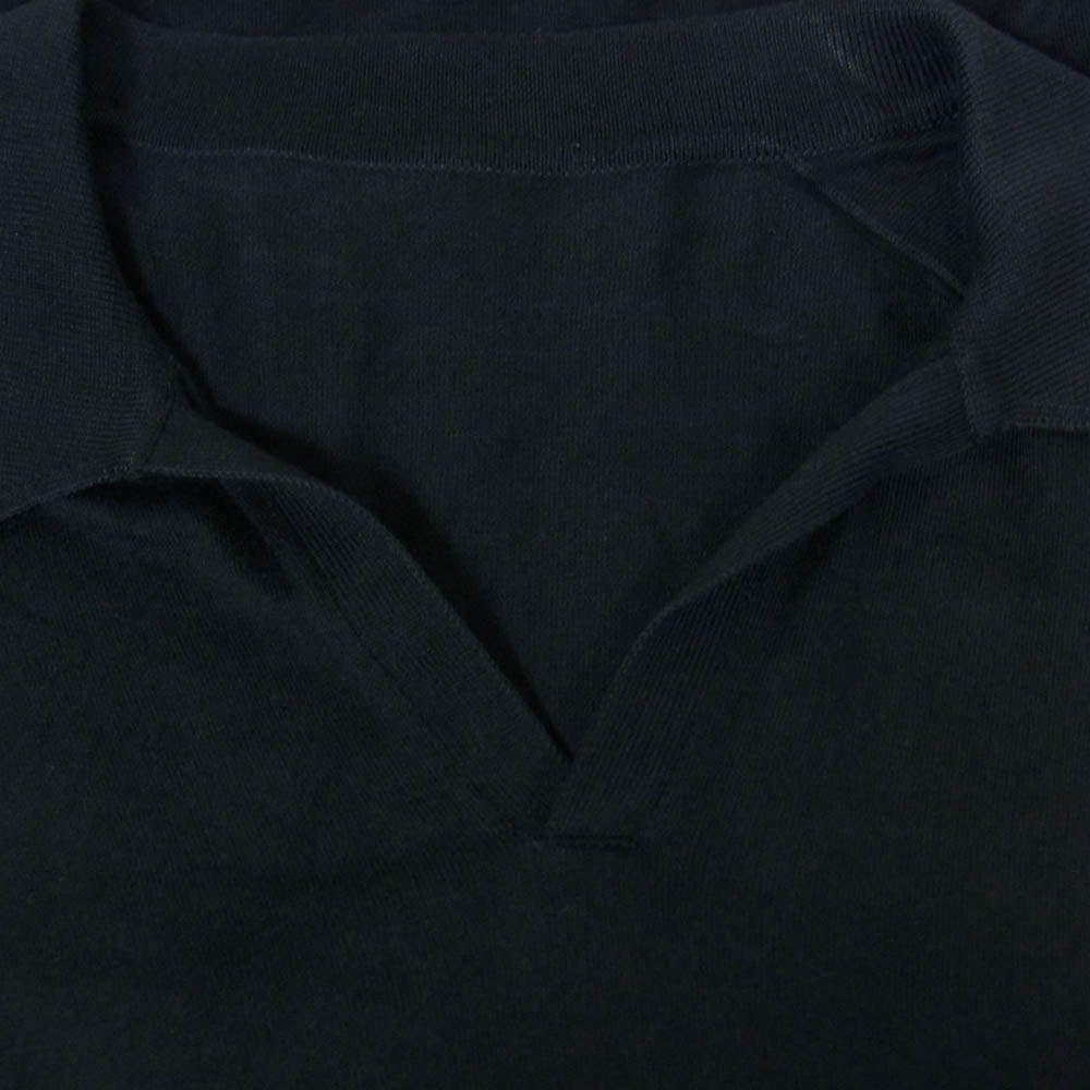 JOHN SMEDLEY ジョンスメドレー 英国製 シーアイランドコットン スキッパー 半袖 ニット ポロシャツ ブラック系 表記無し【中古】