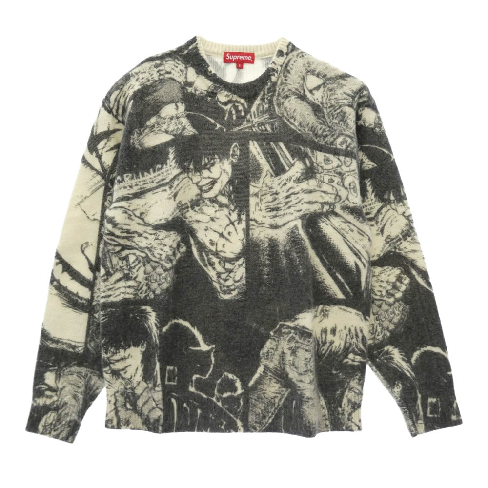 Supreme シュプリーム 21AW The Crow Sweater ザ クロウ セーター 総柄 ニット グレー系 S【美品】【中古】