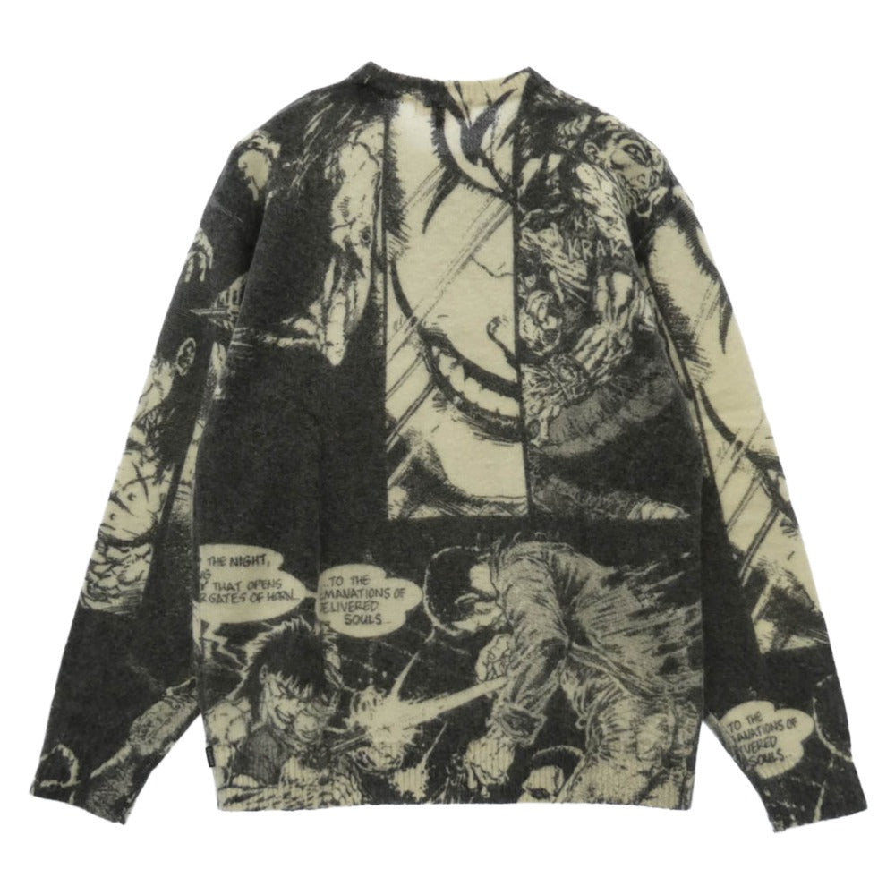 Supreme シュプリーム 21AW The Crow Sweater ザ クロウ セーター 総柄 ニット グレー系 M【美品】【中古】