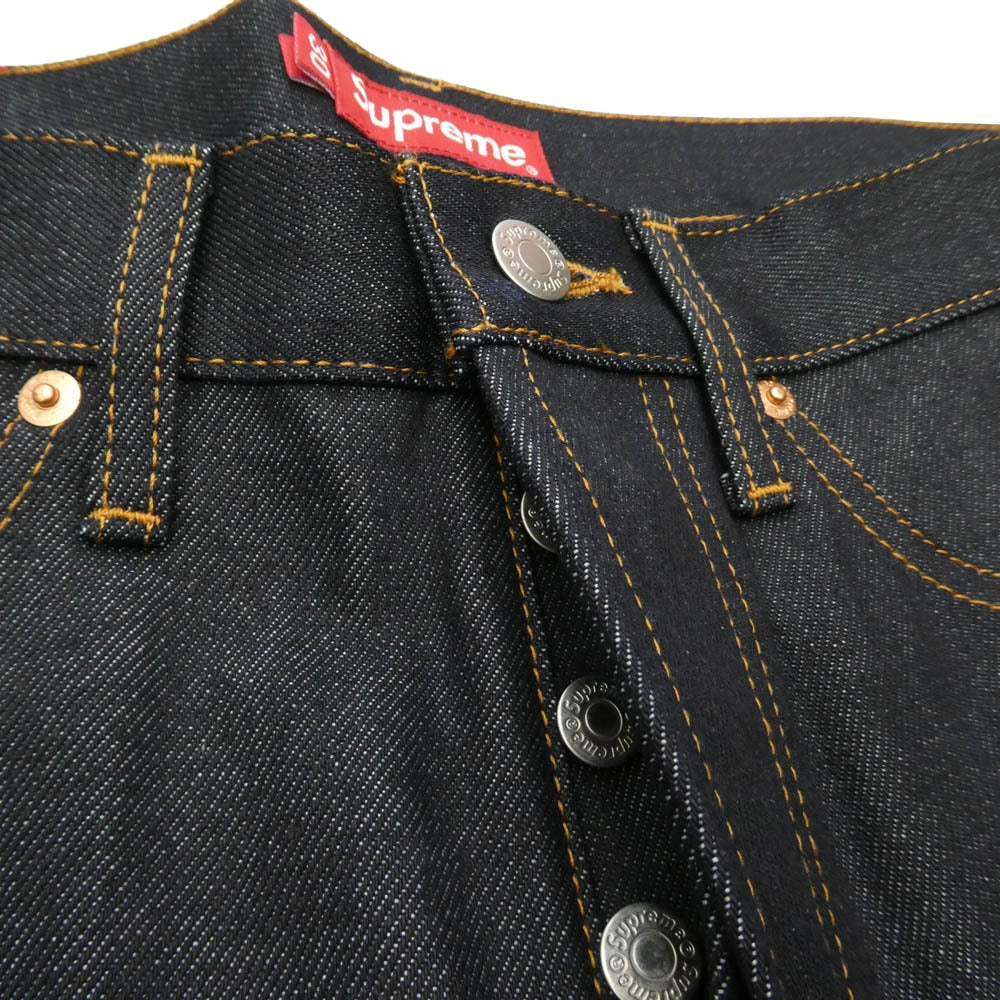 Supreme シュプリーム 23SS Rigid Slim Jean リジッド スリム ジーンズ セルビッチ デニム パンツ ダークネイビー系 30【新古品】【未使用】【中古】