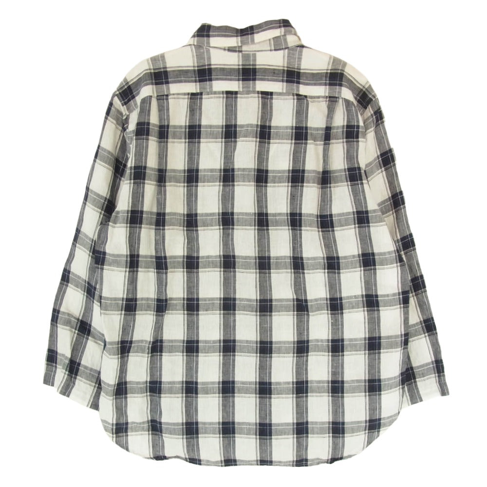 MARGARET HOWELL マーガレットハウエル 579-7150052 リネン100％ チェック シャツ 長袖 ネイビー系 L【中古】