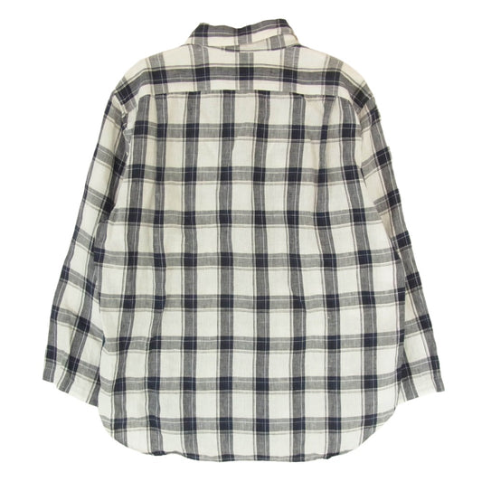 MARGARET HOWELL マーガレットハウエル 579-7150052 リネン100％ チェック シャツ 長袖 ネイビー系 L【中古】