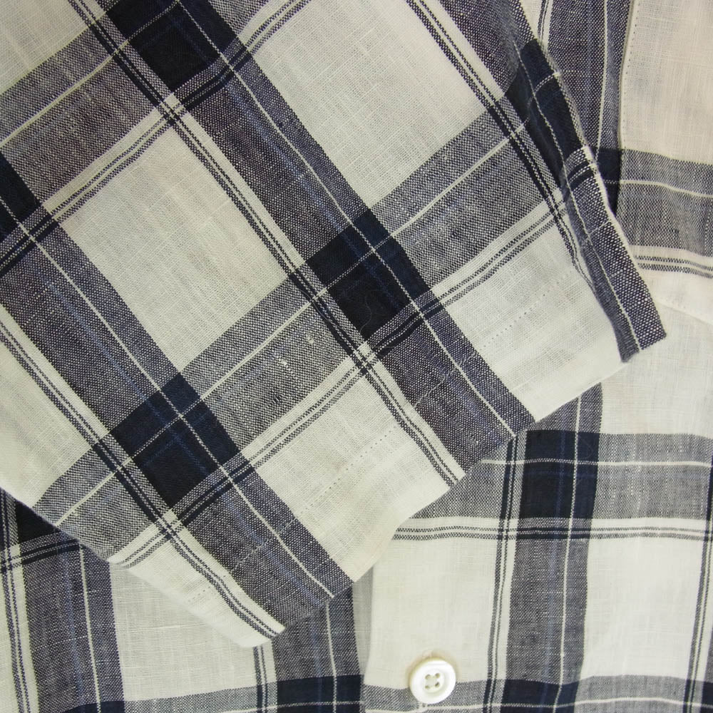 MARGARET HOWELL マーガレットハウエル 579-7150052 リネン100％ チェック シャツ 長袖 ネイビー系 L【中古】
