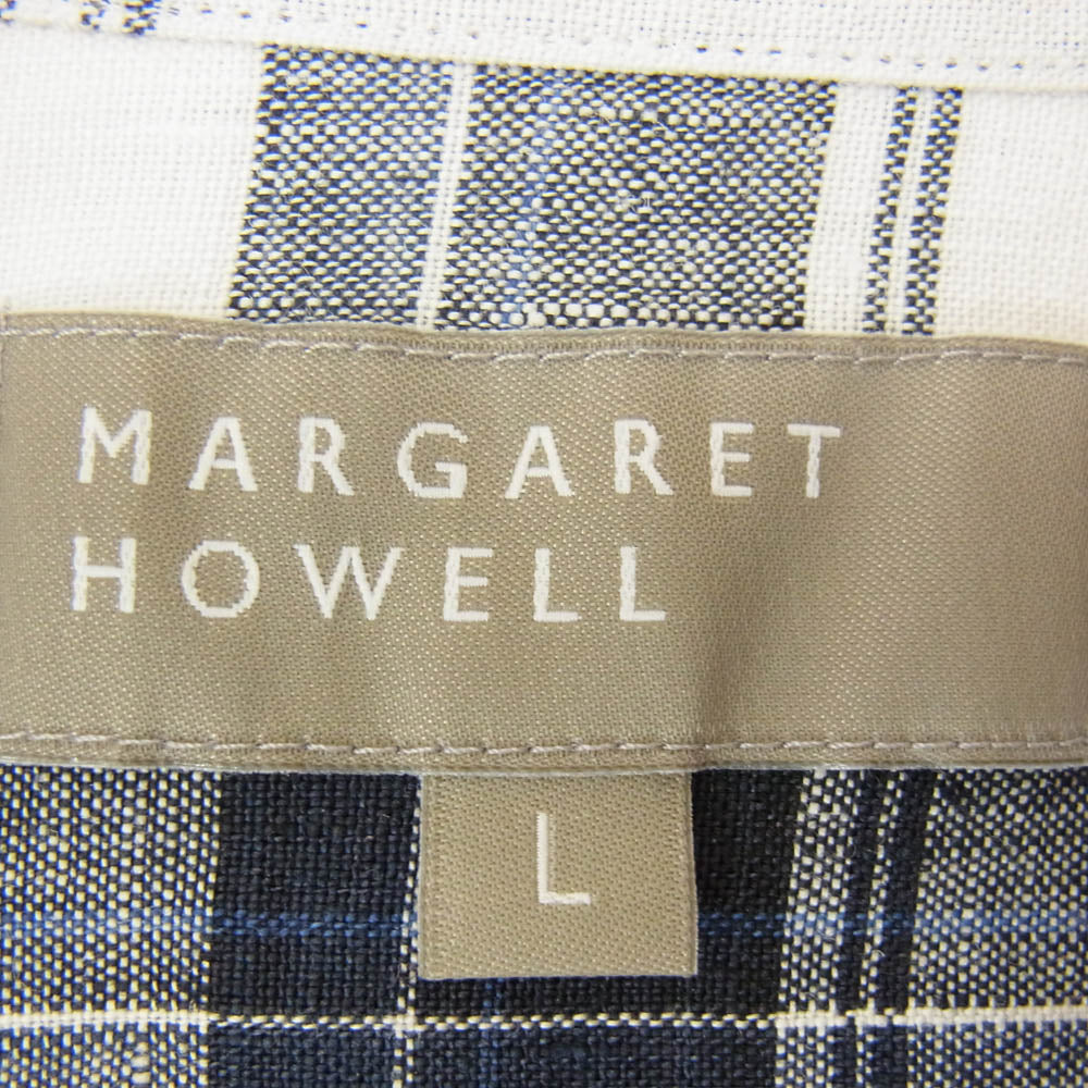 MARGARET HOWELL マーガレットハウエル 579-7150052 リネン100％ チェック シャツ 長袖 ネイビー系 L【中古】