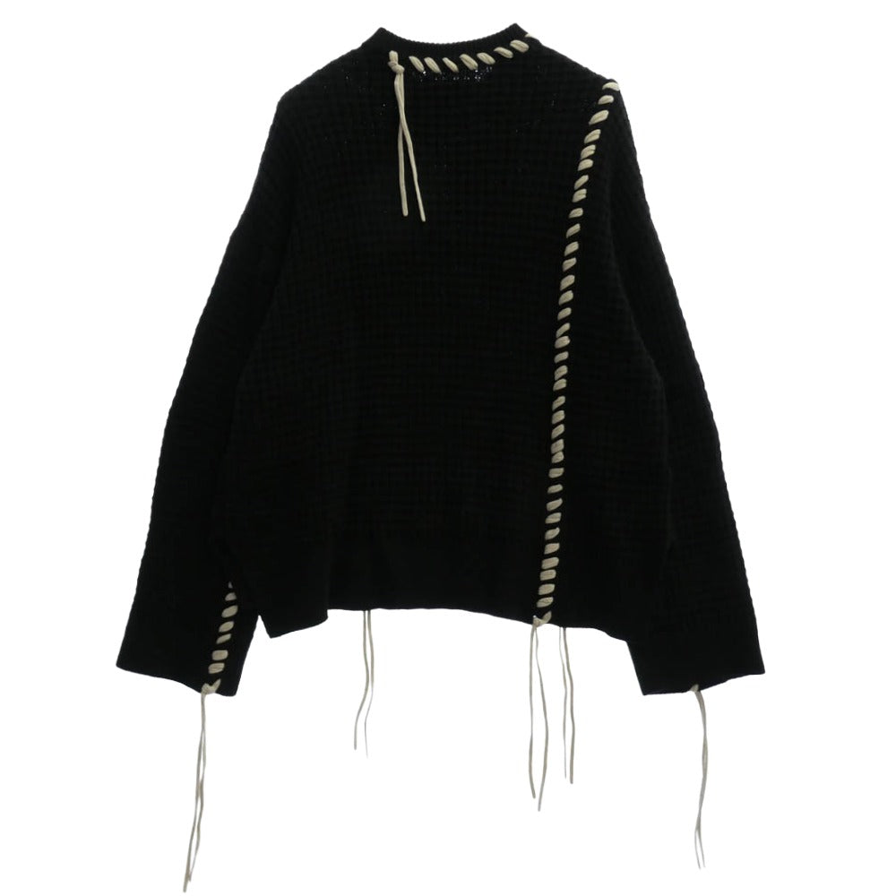 MAISON SPECIAL メゾンスペシャル 11212361338 鬼ワッフルクレイジー ステッチ ニット セーター プルオーバー ブラック系 ホワイト系 01【中古】