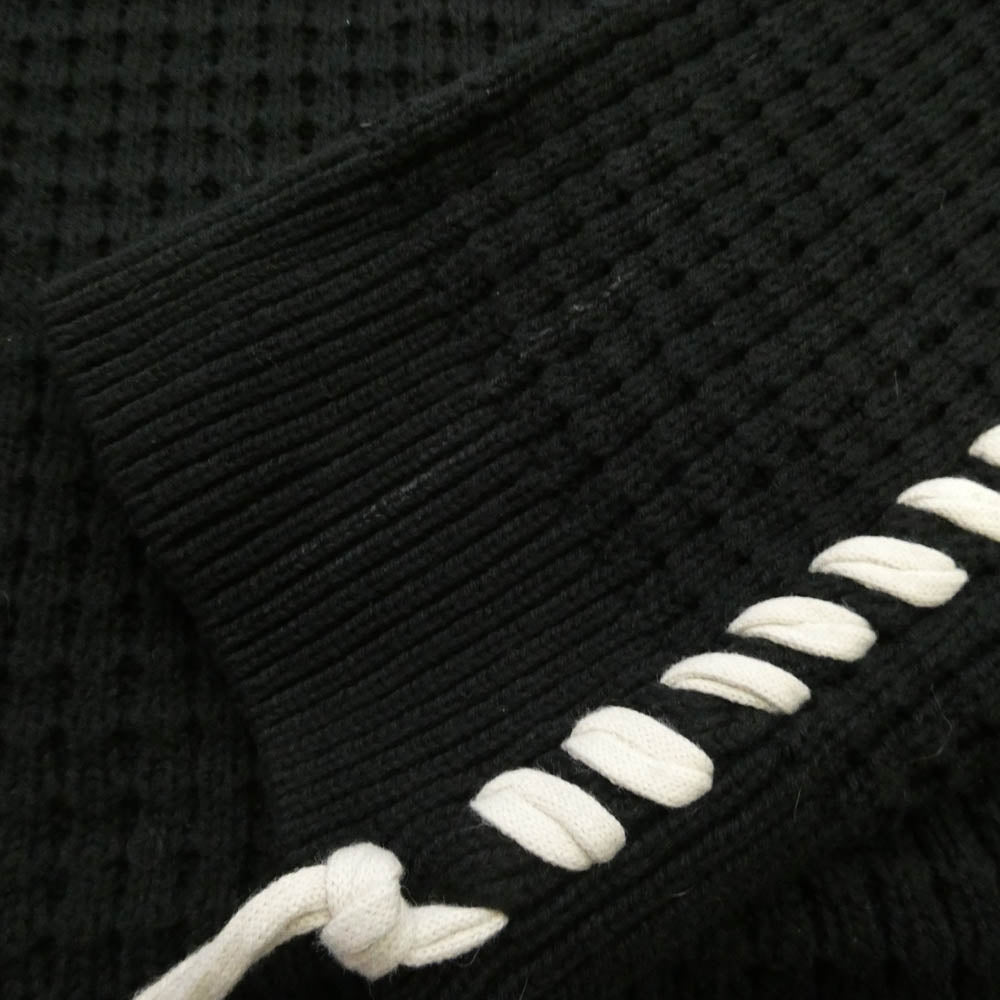 MAISON SPECIAL メゾンスペシャル 11212361338 鬼ワッフルクレイジー ステッチ ニット セーター プルオーバー ブラック系 ホワイト系 01【中古】