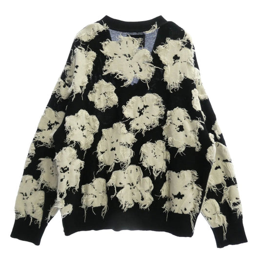MAISON SPECIAL メゾンスペシャル 11222361327 フラワー カット ジャガード プライム オーバー カーディガン ブラック系 ホワイト系 02【中古】