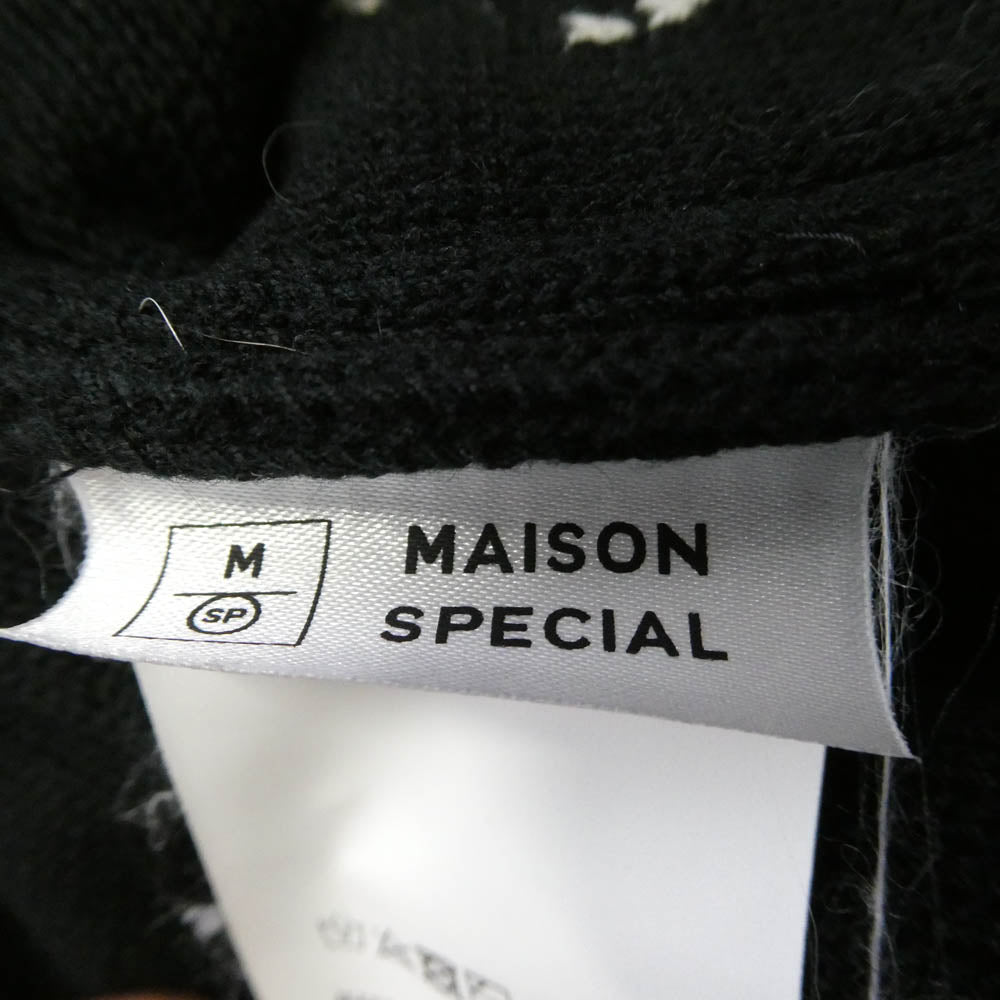 MAISON SPECIAL メゾンスペシャル 11222361327 フラワー カット ジャガード プライム オーバー カーディガン ブラック系 ホワイト系 02【中古】