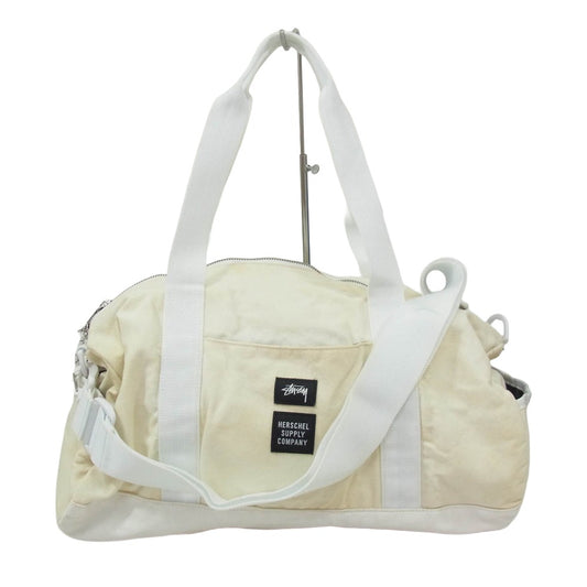 STUSSY ステューシー 16SS × Herschel ハーシャル 2way ボストンバッグ ダッフルバッグ オフホワイト系【中古】