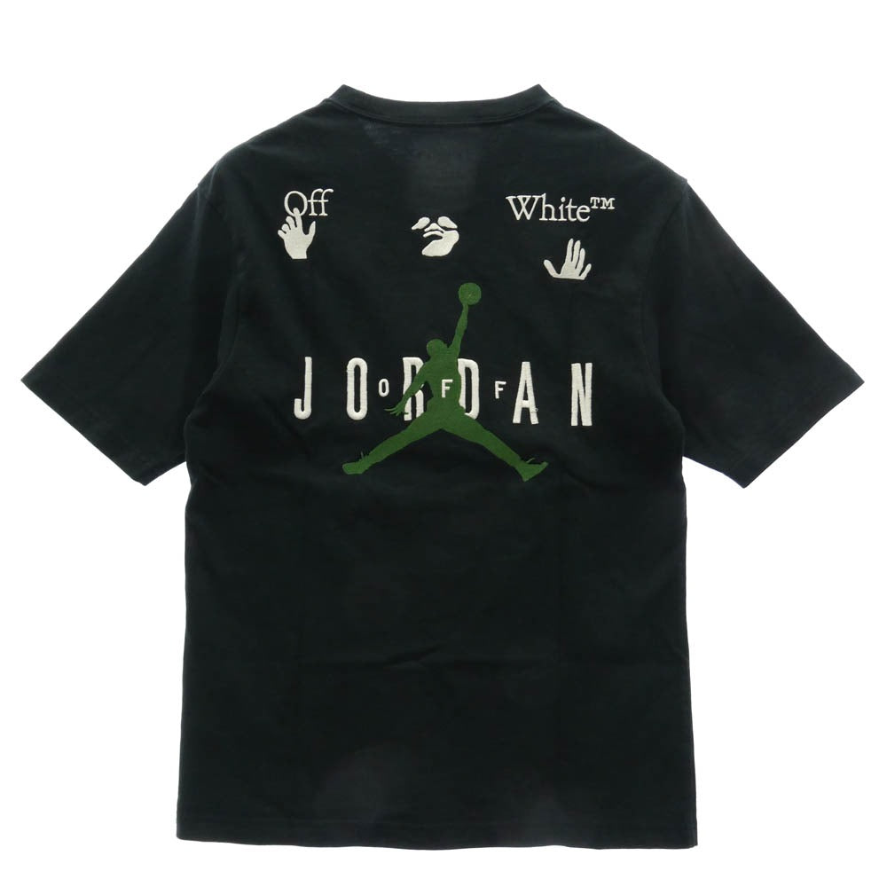 NIKE ナイキ OFF-WHITE オフホワイト DM0062-010 ? JORDAN BRAND ? Off-White オフホワイト 21AW SS Tee Tシャツ カットソー ロゴ刺繍 半袖 Tシャツ ブラック系 S【中古】