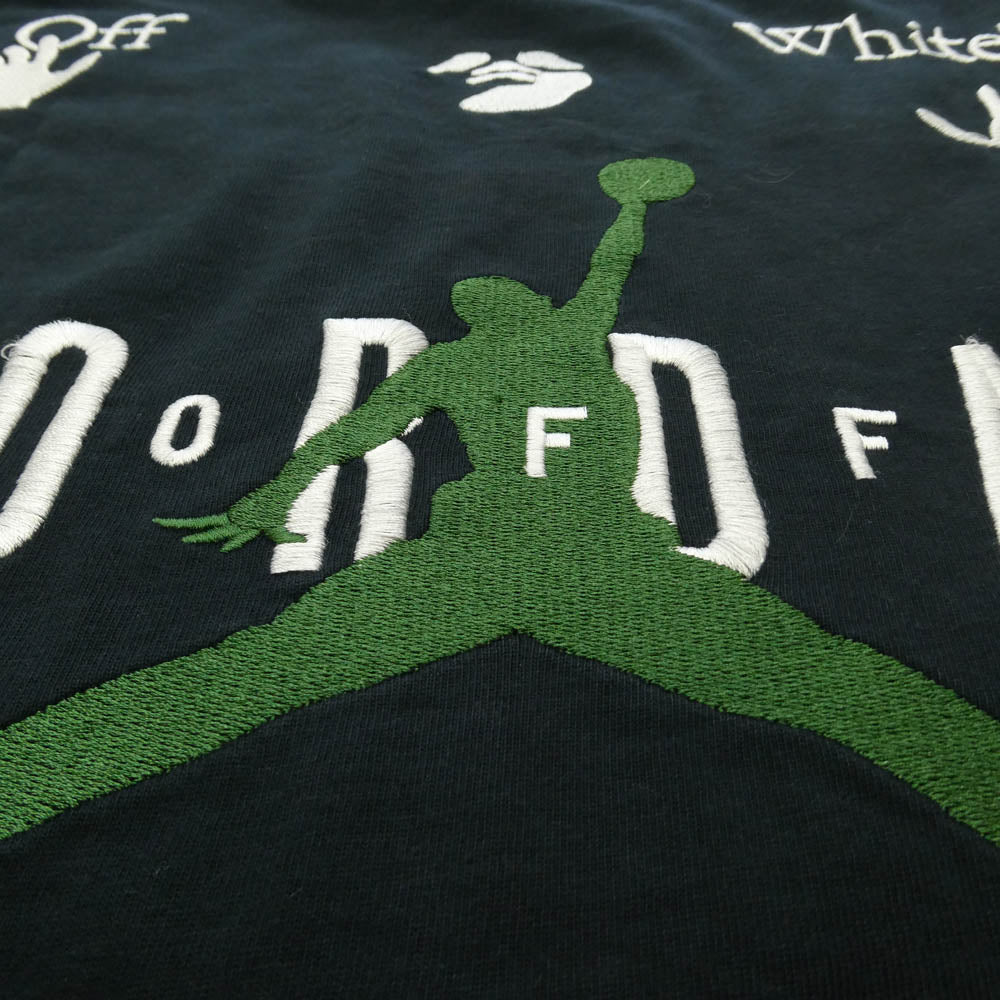 NIKE ナイキ OFF-WHITE オフホワイト DM0062-010 ? JORDAN BRAND ? Off-White オフホワイト 21AW SS Tee Tシャツ カットソー ロゴ刺繍 半袖 Tシャツ ブラック系 S【中古】