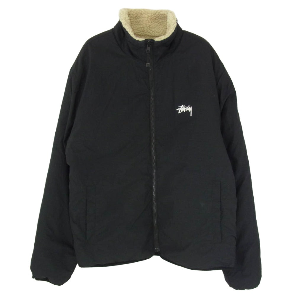 STUSSY ステューシー 22AW 8 Ball Sherpa Jacket Natural リバーシブル エイトボール シェルパ フリース ジャケット ナチュラル オフホワイト系 M【中古】