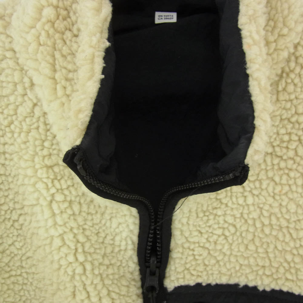 STUSSY ステューシー 22AW 8 Ball Sherpa Jacket Natural リバーシブル エイトボール シェルパ フリース ジャケット ナチュラル オフホワイト系 M【中古】