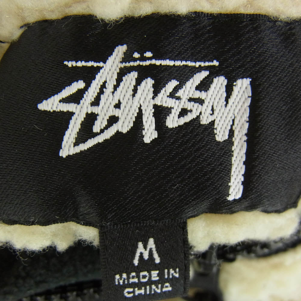 STUSSY ステューシー 22AW 8 Ball Sherpa Jacket Natural リバーシブル エイトボール シェルパ フリース ジャケット ナチュラル オフホワイト系 M【中古】