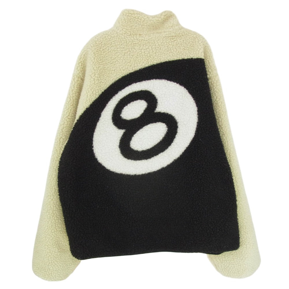 STUSSY ステューシー 22AW 8 Ball Sherpa Jacket Natural リバーシブル エイトボール シェルパ フリース ジャケット ナチュラル オフホワイト系 XL【中古】