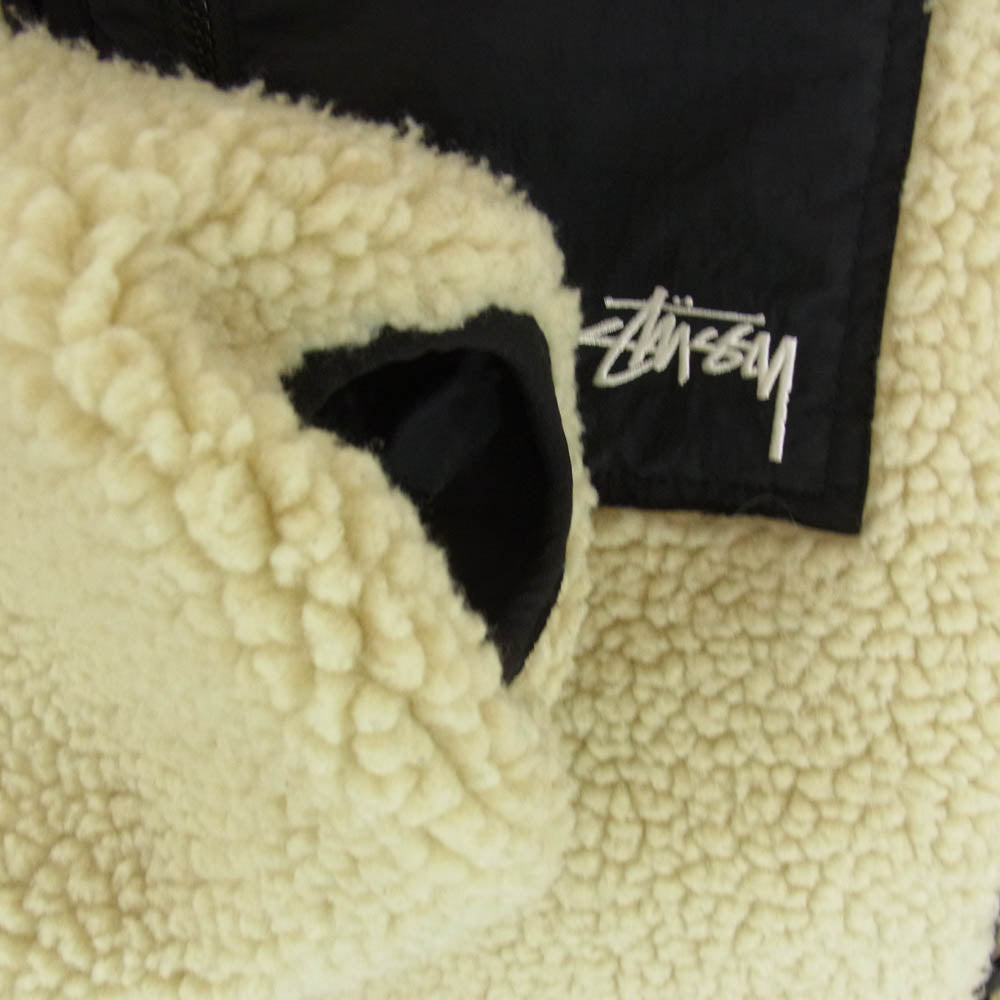 STUSSY ステューシー 22AW 8 Ball Sherpa Jacket Natural リバーシブル エイトボール シェルパ フリース ジャケット ナチュラル オフホワイト系 XL【中古】