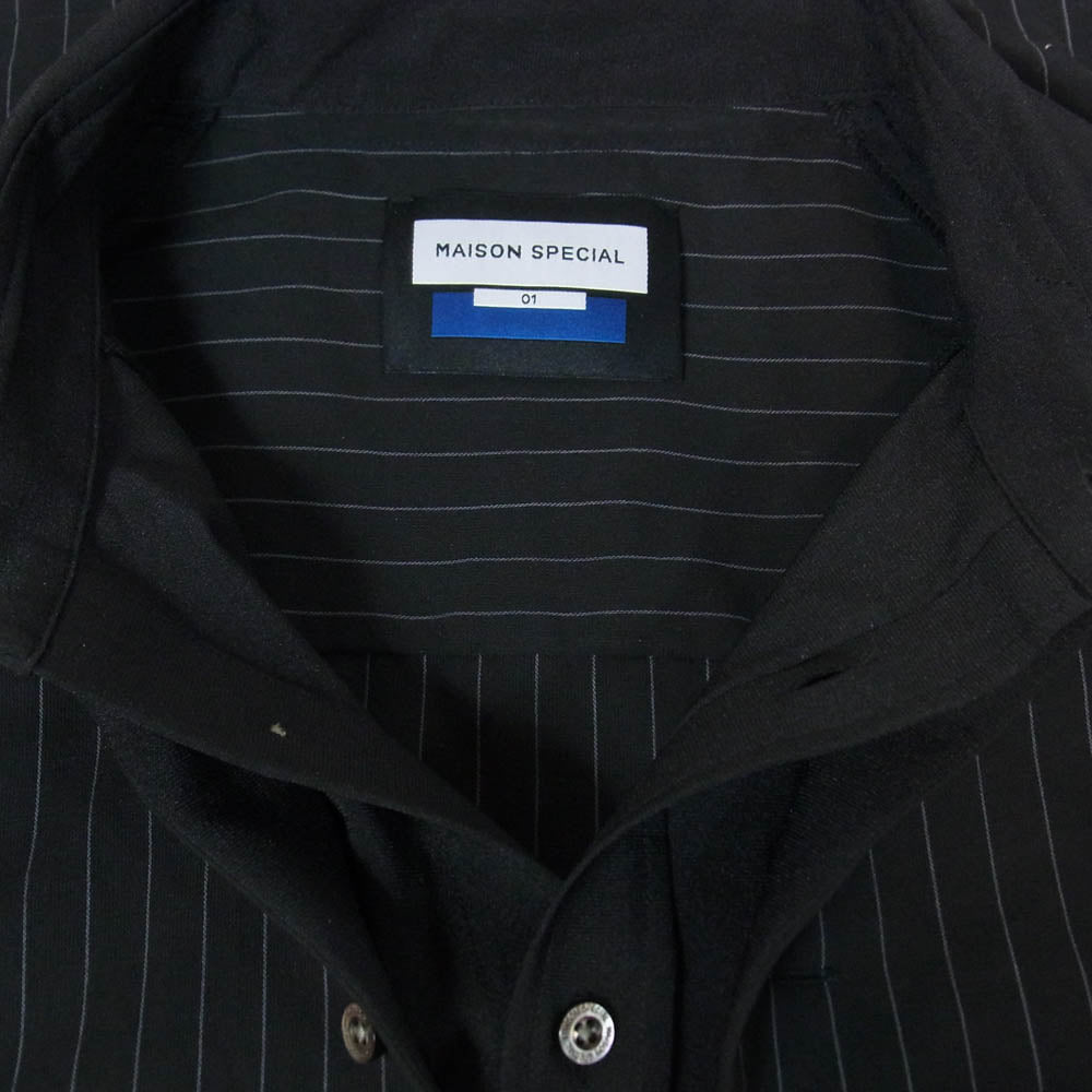 MAISON SPECIAL メゾンスペシャル 11261311623 Prime-Over Layering Open Collar Shirt プライム オーバー レイヤリング オープン カラー シャツ ブラック系 1【中古】