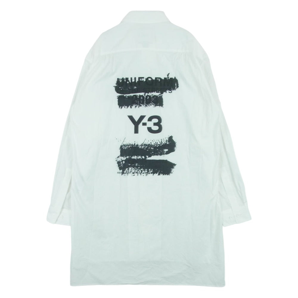 Y-3 Yohji Yamamoto ワイスリー ヨウジヤマモト JM3202 Graphic Shirt グラフィック ロング シャツ 長袖 ホワイト系 XS【中古】