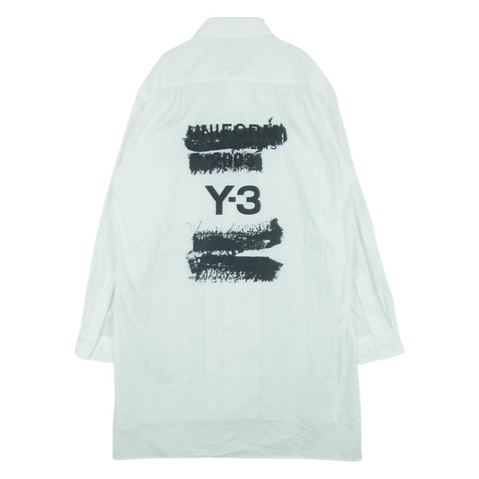 Y-3 Yohji Yamamoto ワイスリー ヨウジヤマモト JM3202 Graphic Shirt グラフィック ロング シャツ 長袖 ホワイト系 XS【中古】
