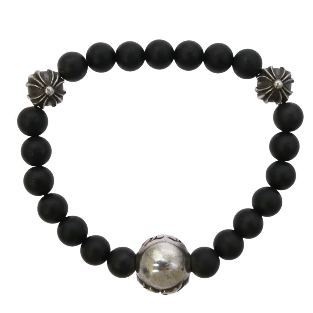 CHROME HEARTS クロムハーツ（原本無） 8ｍｍ BEAD クロスボール ビーズ ブレスレット シルバー系 ブラック系【中古】 CHROME HEARTS クロムハーツ（原本無） 8mm BEAD クロスボール