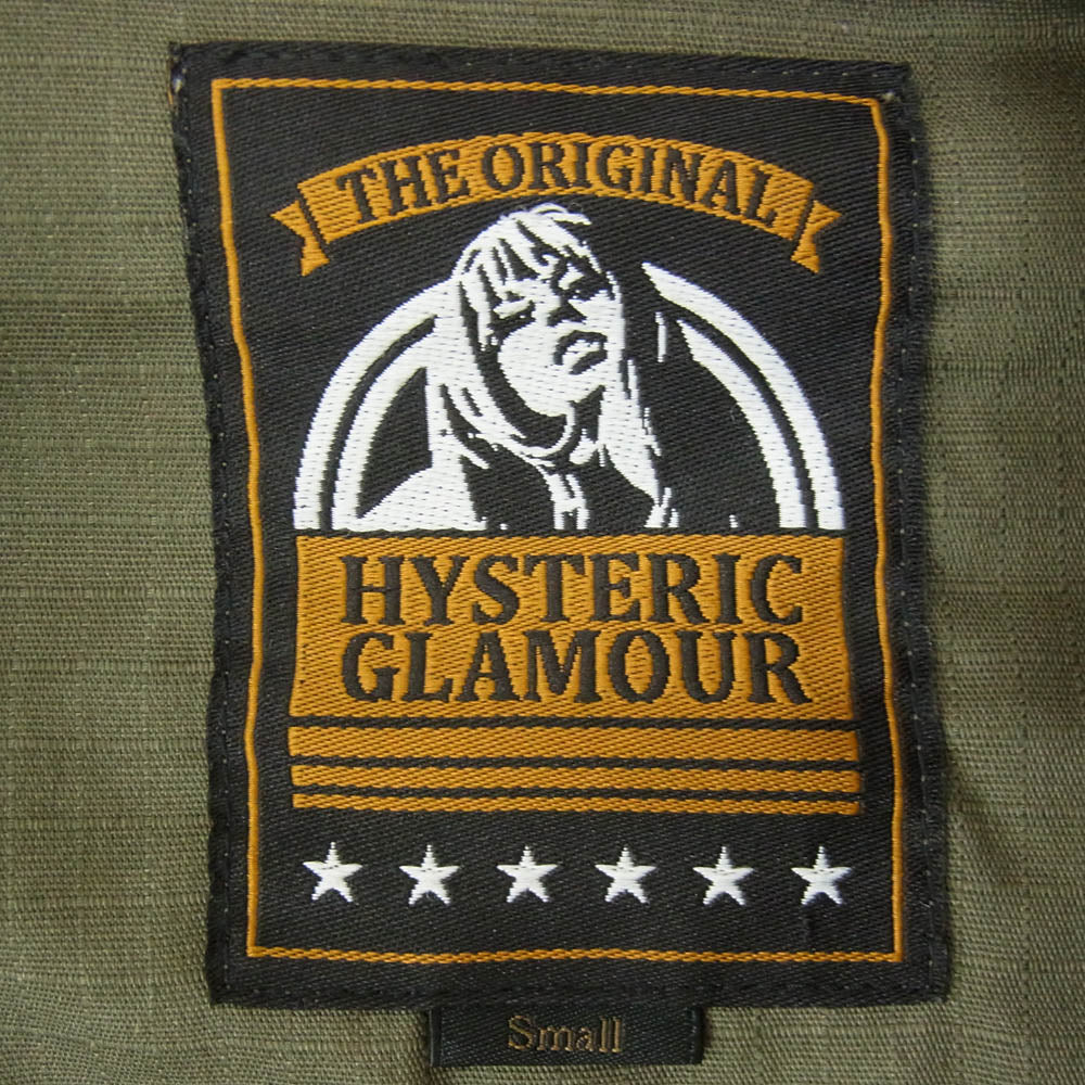 HYSTERIC GLAMOUR ヒステリックグラマー 20SS 02201AH07 SIX STARS 刺繍 サファリジャケット ミリタリーシャツ カーキ系 S【中古】