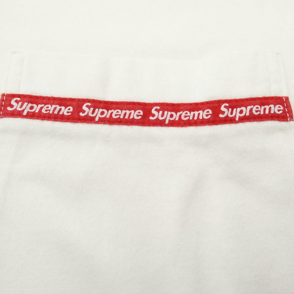 Supreme シュプリーム 16SS Woven Tape L/S Pocket Tee テープ ロゴ ポケット Tシャツ 長袖 ホワイト系 S【中古】
