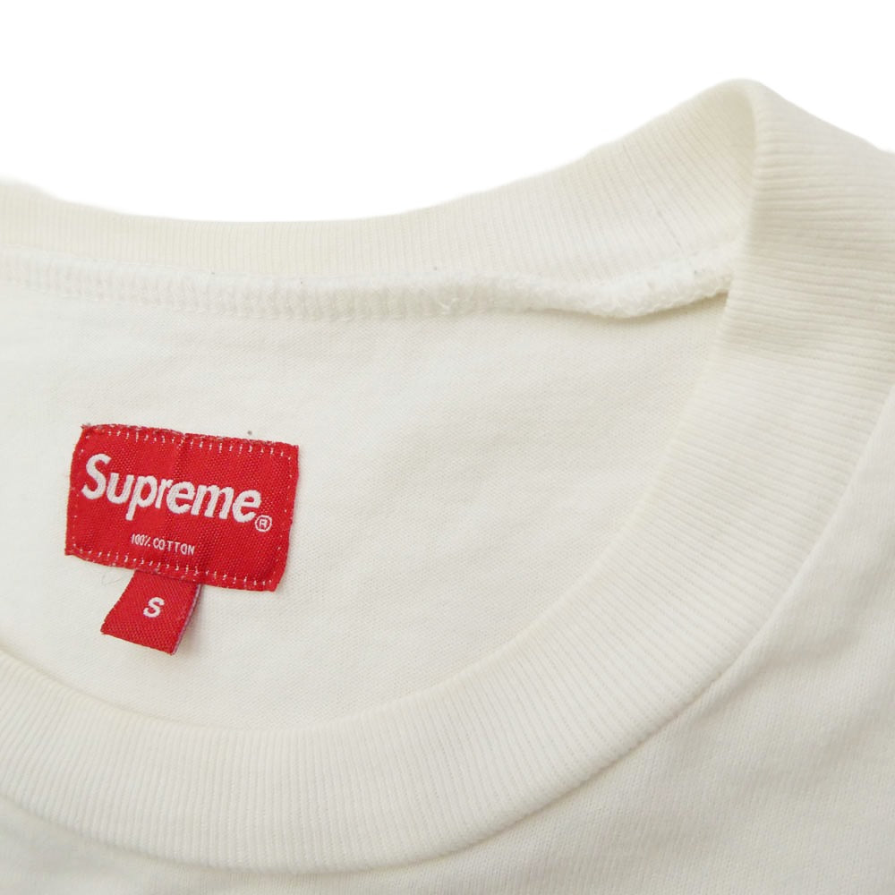 Supreme シュプリーム 16SS Woven Tape L/S Pocket Tee テープ ロゴ ポケット Tシャツ 長袖 ホワイト系 S【中古】